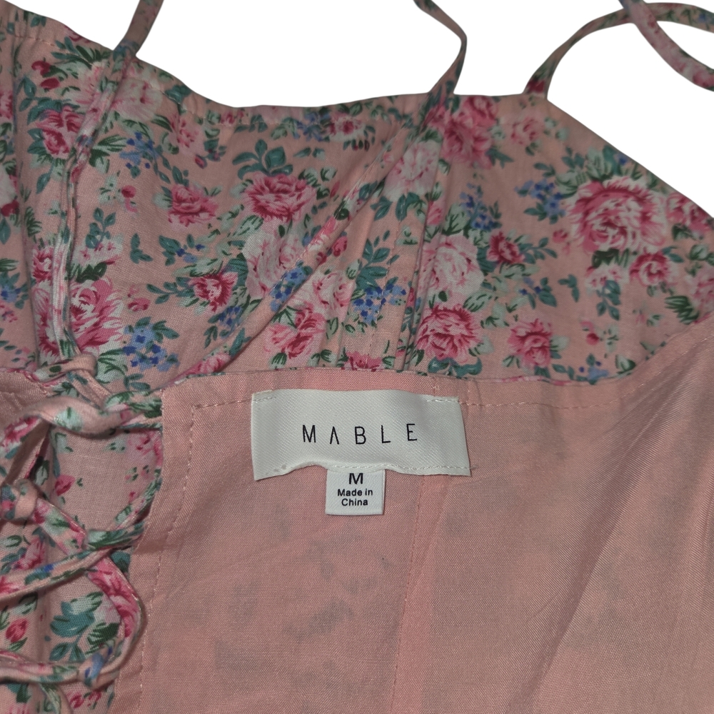 Floral Pink Lace-Up‎ Dress - Picture 6 of 8